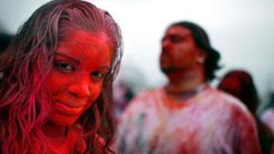New Yorkers of Indian and Indo-Carribean descent gather last month in Queens to celebrate Holi, the Indian festival marking the arrival of spring.