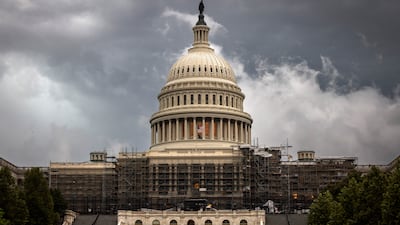 A summer derecho blows past the US Capitol in Washington, DC, USA, 07 August 2023. For the first time in more than 10 years, the National Weather Service issued a rare 'Level 4' risk for severe storms across the DC region. EPA / JIM LO SCALZO