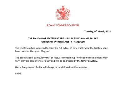 The Buckingham Palace statement. AP