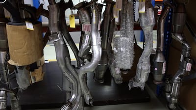 Genuine Nissan parts at the car company’s service centre in Mussaffah. Delores Johnson / The National