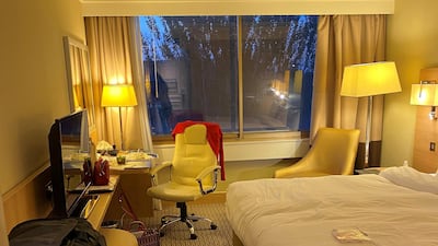 Kathryn Wainwright's hotel room. Kathryn Wainwright