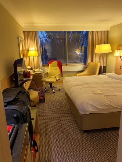 Kathryn Wainwright's hotel room. Kathryn Wainwright