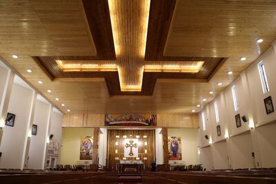 A view of the altar of the St. Joseph Chaldean Catholic Church in Baghdad's Karada district, Iraq, March 1, 2021.EPA.