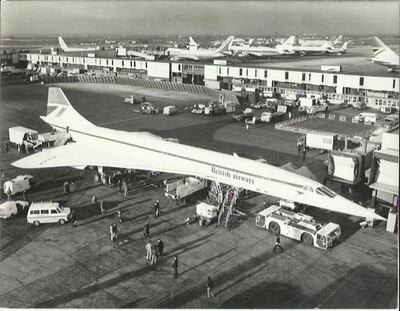 A first for British Airways as a supersonic jet gets set to take off from London bound for Bahrain on January 21, 1976. Courtesy British Airways