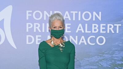 Helen Mirren wears Dolce and Gabbana to attend the Monte Carlo Gala For Planetary Health on September 24, 2020. Getty Images