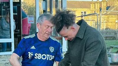 No 1 - dodgy boot deal: Leeds and England midfielder Kalvin Philips greets a fan in his 'Quaver' boots. Twitter