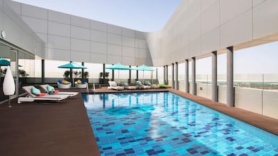 The pool is on the 20th floor of the hotel. Courtesy Pearl Rotana Capital Centre