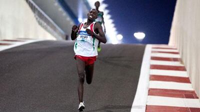 Gatonye Daniel, a 16 year old from Kenya, strode to the win in the Adnic Yas Run at Yas Marina Circuit.