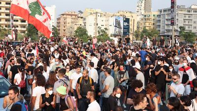 Demonstrators gather as Lebanon marks the second anniversary of the Beirut port explosion. Reuters