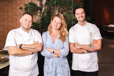 The team, from left, chef Gabriel Martinez, founder Yulia Fedorishina and pastry chef Luis Frederico Oliveira. Photo: Ribambelle