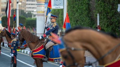 An Egyptian guard of honour during a reception for Sheikh Mohamed. Photo: Hamad Al Kaabi / UAE Presidential Court