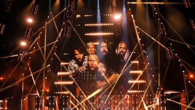Foo Fighters mark their induction onstage at the 36th Annual Rock & Roll Hall Of Fame ceremony on October 30 in Ohio. AFP