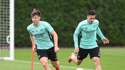 Kieran Tierney, left, and Gabriel Martinelli.