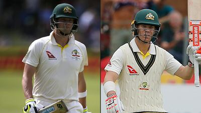 Steve Smith, left, and David Warner, right, have been named in Australia's squad for the Cricket World Cup. AFP