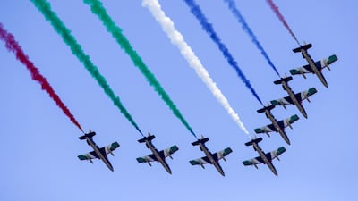 Like Britain's Red Arrows, the team's black and gold livery makes them recognisable