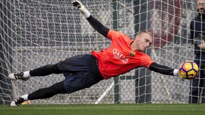 FC Barcelona keeper Jasper Cillessen at training. Quique Garcia / EPA