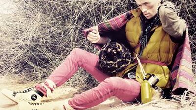 Gilet, Dh2,577, Burberry. Jacket, Dh2,400, Ashmore at Bloomingdale’s. Shirt, Dh395, Reiss. Trousers, Dh2,115, Versace. Boots, Dh2,290, Christian Louboutin. Scarf, Dh357, Rare at Nolita. Towel with strap, Dh5,700, Louis Vuitton. All other items, stylist’s own.