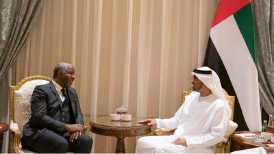 Sheikh Mohamed bin Zayed, Crown Prince of Abu Dhabi and Deputy Supreme Commander of the UAE Armed Forces, meets with Robert Smith, Chairman of Vista Equity Partners. Photo: Hamad Al Kaabi / Ministry of Presidential Affairs
