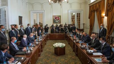 The visit by Mr Lapid follows talks between Egyptian leaders and Israeli Prime Minister Naftali Bennett at the Red Sea resort of Sharm El Sheikh in September. AP Photo