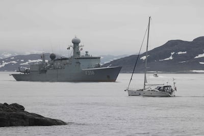 Danish frigate Triton pictured off Greenland's capital Nuuk. AFP