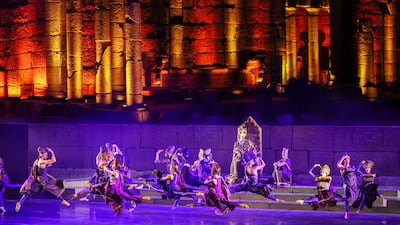 Dancers from Caracalla Dance Theatre perform during the opening of the Faqra Festival at the ancient Faqra ruins in Kfardebian, Lebanon. EPA
