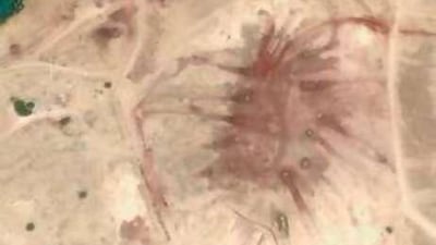 A closeup of the northern tip of the island shows what Jane's Defence weekly says appears to be a large underground storage facility that could house missile launchers.