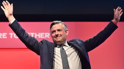 Shadow health secretary Jonathan Ashworth receives applause after his speech. AFP