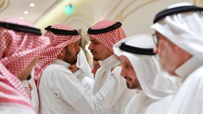 Salah Khashoggi, son of Saudi journalist Jamal Khashoggi, receives mourners offering condolences in Jeddah, Saudi Arabia November 16, 2018. Reuters