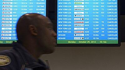 Flights to New York and New Jersey were cancelled or delayed over the weekend.