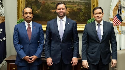 Qatar's Prime Minister Sheikh Mohammed bin Abdulrahman met US Vice President JD Vance and Secretary of State Marco Rubio in Washington on Friday. Photo: Ministry of Foreign Affairs - Qatar