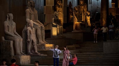 The Grand Staircase is lined with hundreds of pieces, including statues, coffins and reliefs. AFP