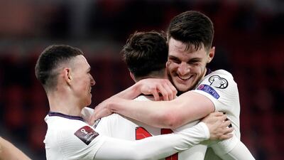England's Mason Mount celebrates scoring their side's second goal against Albania. PA