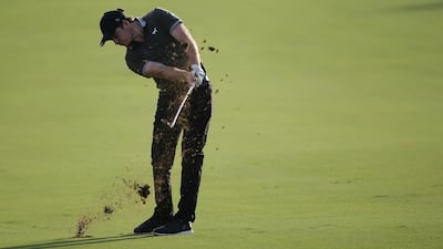 England's Eddie Pepperell plays a shot on the 1st hole during the second round of the DP World Tour Championship golf tournament in Dubai, United Arab Emirates, Friday, Nov. 16, 2018. (AP Photo/Kamran Jebreili)