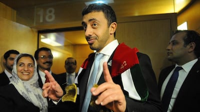 Sheikh Abdullah bin Zayed reacts to Dubai's win in Paris. Antoine Antoniol / Getty Images
