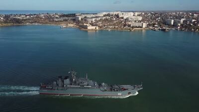 The Russian Navy's Ropucha-class landing ship 'Kaliningrad' arrives at the Black Sea port of Sevastopol, Crimea, in February this year. Reuters
