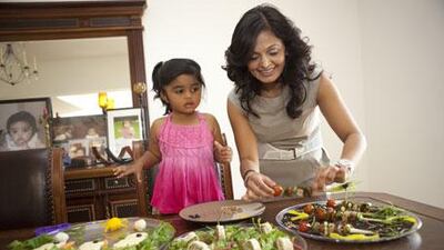 Dharmangi Bhatia creates colourful food art made from healthy ingredients with her daughter Swayam, two, at their home in Dubai.