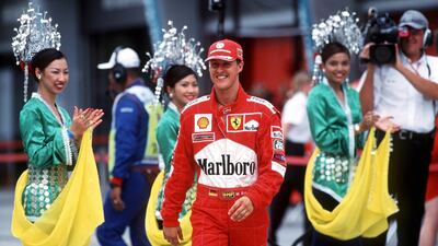 Michael Schumacher on the pit walk in Malaysia in 2000. Getty
