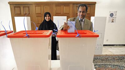 Libyan expatriates in Dubai casting their ballot to elect an assembly to draft the country’s constitution. Jeff Topping/ The National