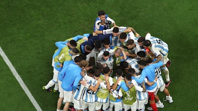 Argentina players celebrate after their win. Getty