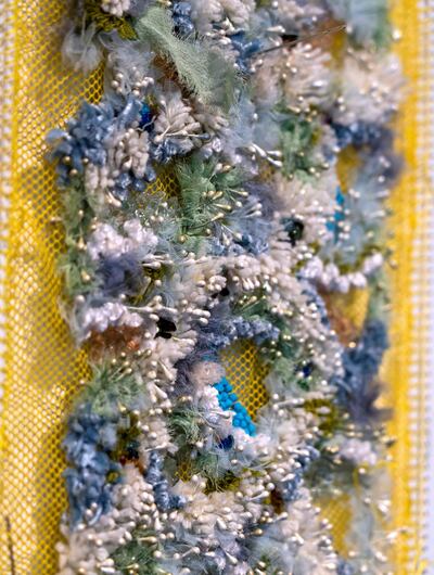 Ayesha Hadhir used embroidery to play with forms of algae in her new installation. Courtesy Shahjahan Moidin