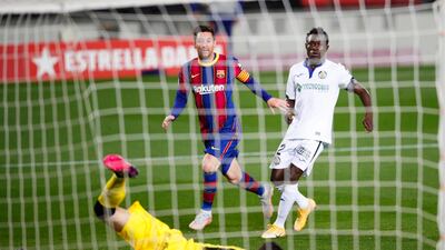 Lionel Messi scores his second goal of the night on Thursday. Getty