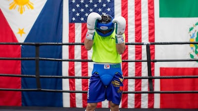 Manny Pacquiao trains attends an afternoon training session at Wild Card Boxing in Los Angeles. AFP