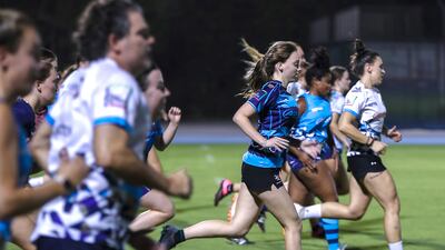 Christelene Steinhobel, right, runs during a Dubai Sharks training session.