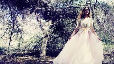 Dress, Dh16,000, Michael Cinco. Cardigan, Dh4,430, Nina Ricci at Saks Fifth Avenue. Tina Chang / The National