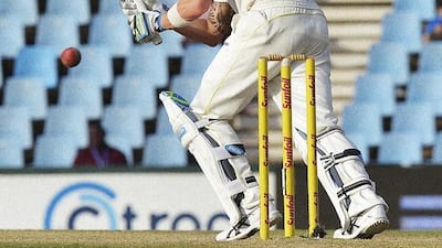 Australia captain Michael Clarke bats during the first Test match between South Africa and Australia at SuperSport Park in Centurion, South Africa, on February 14, 2014. Alexander Joe / AFP