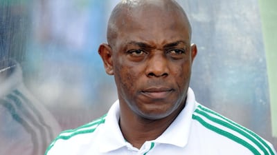 Nigerian coach Stephen Keshi is worried his side is lacking firepower up front for the 2014 World Cup in Brazil. Pius Ekpei / AFP