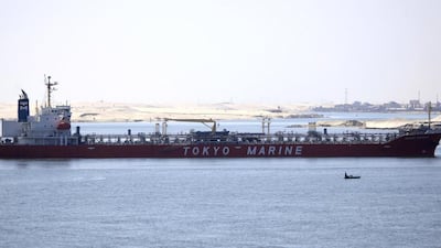 A Tokyo Marine tanker crosses the Suez Canal near port city of Ismailia. The waterway, the fastest shipping route between Europe and Asia, is one of Egypt's main sources of foreign currency. Amr Abdallah Dalsh / Reuters
