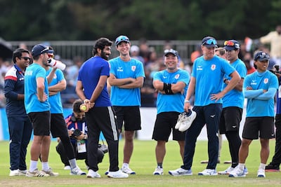 India and Japan players ahead of their one-off T20 match in Sano. AFP