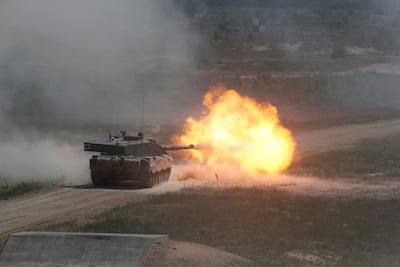 A British Army Challenger II tank on exercise in Latvia. Reuters