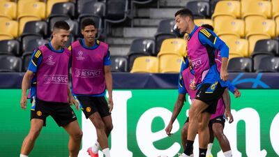 United's Cristiano Ronaldo and Diogo Dalot. AP